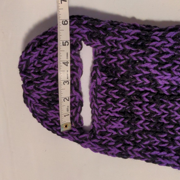 NEW! Handmade Knit Balaclava Black Purple 100% Acrylic Yarn OSFM - Picture 4 of 6